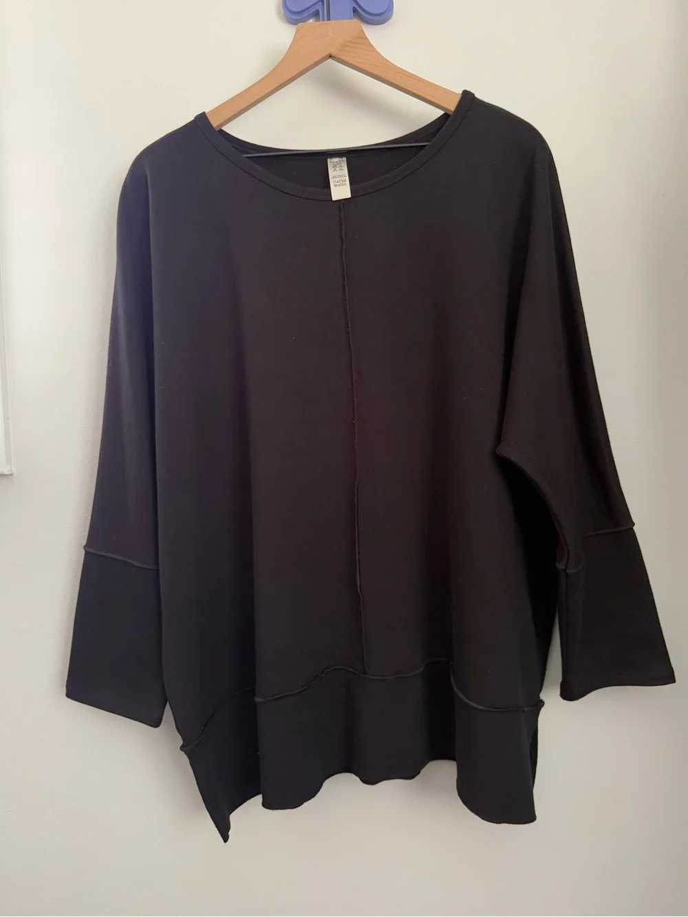 Spanx 1X Perfect Length Dolman Black Sweatshirt Relaxed Lounge Minimal